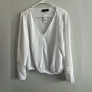 Lane Bryant Size 16‎ Classic Long-Sleeve V-Neck Cropped Blouse NWT